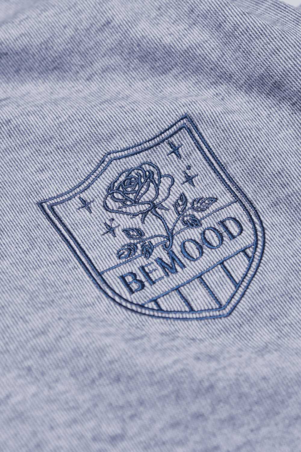 刺繡翻領絨感上衣-藍色